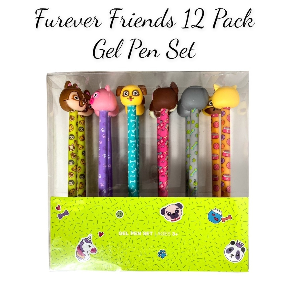 NIP Furever Friends 12 Pack Gel Pen Set